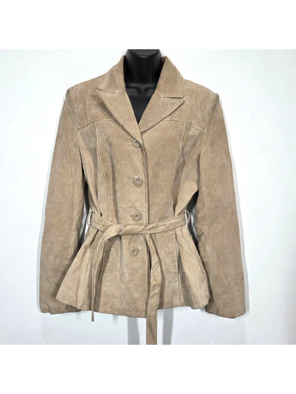 Wilsons Leather Jacket Womens Medium Tan Suede Boho Cowgirl Western Festival